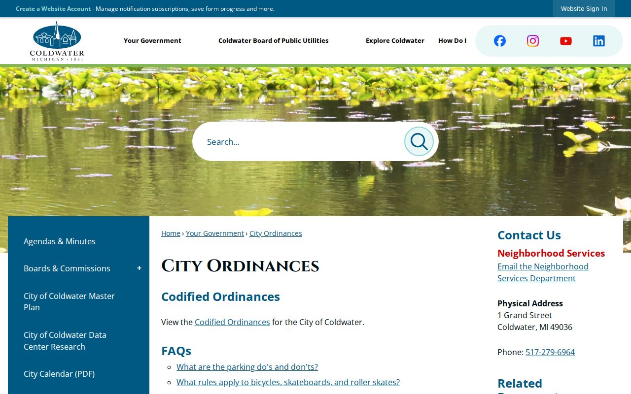 Coldwater court record ordinance source