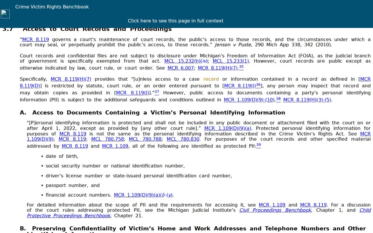 Branch County court records source image explaining court records are not ordinary FOIA requests